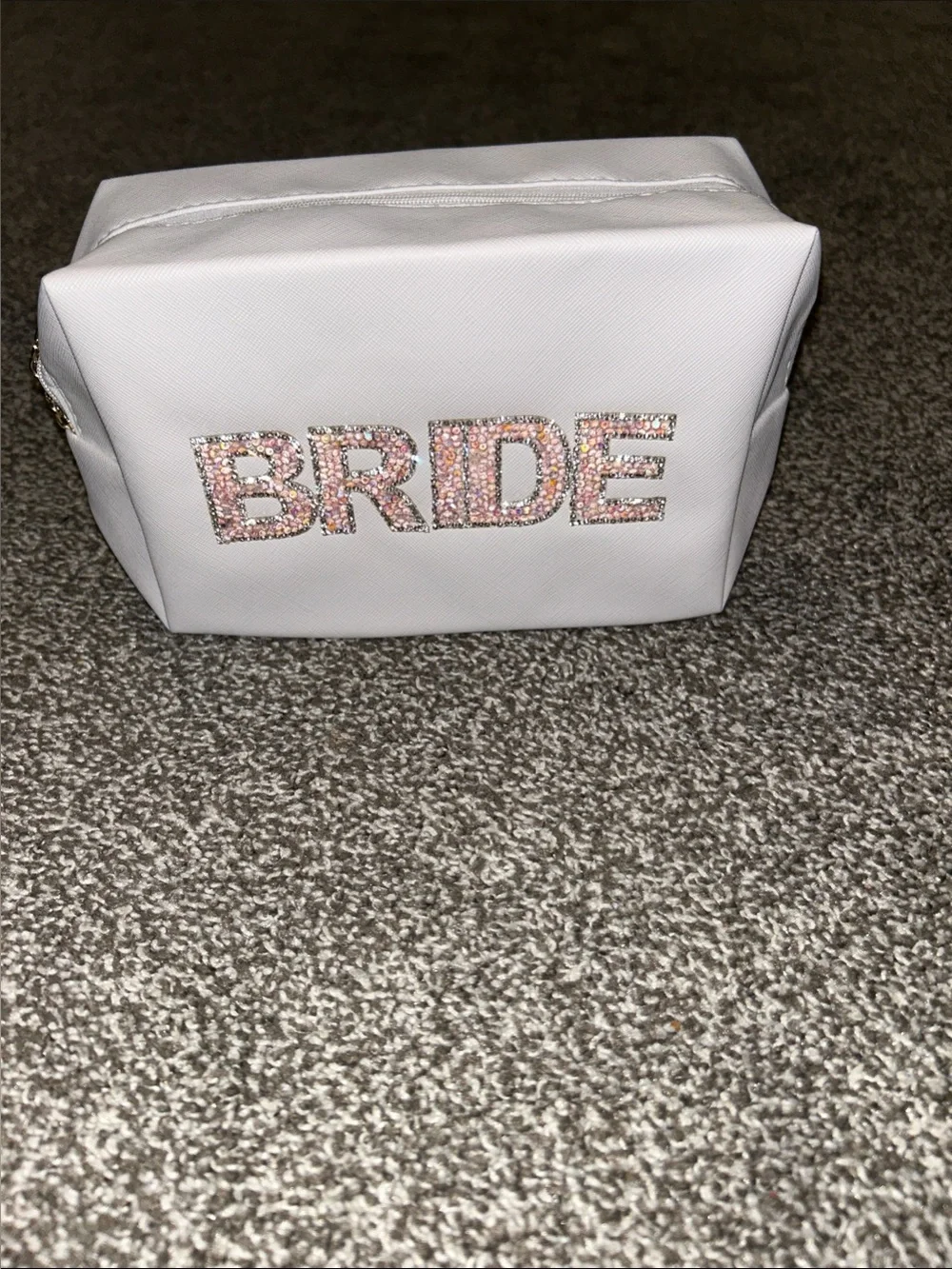 Bride Rhinestone White Bridal Makeup Bag